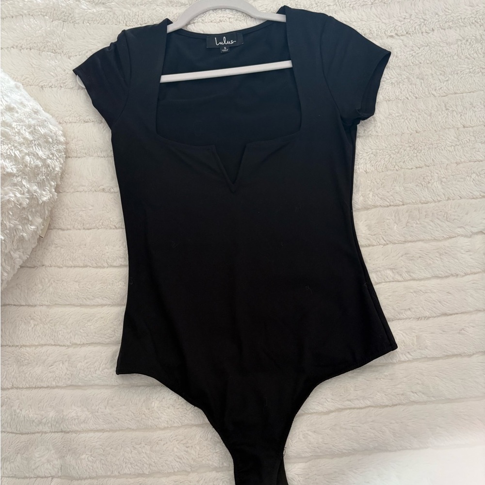 Lulus Black Body Suit V- notch neck
